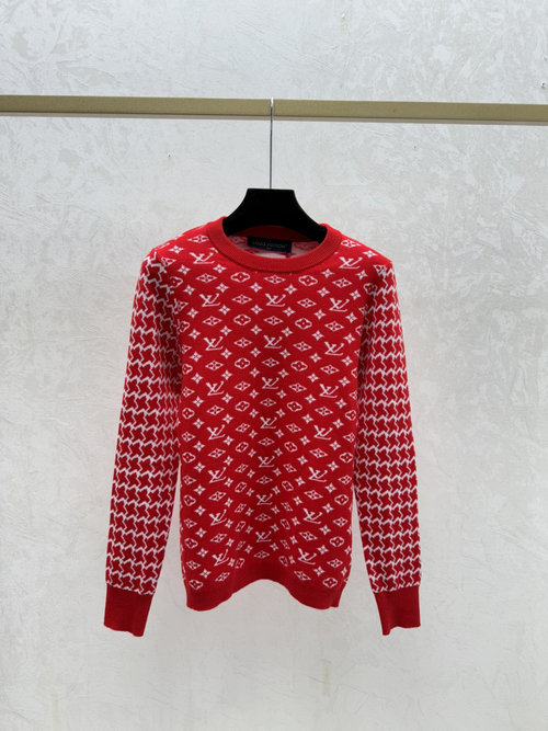 Louis Vuitton Knitted Long Sleeve with Contrast Floral Letters in Multiple Colors
