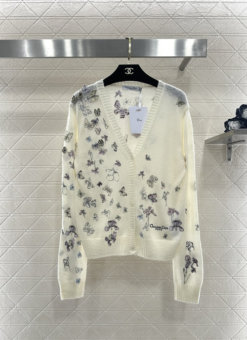 Dior Stereo Butterfly - embroidered Knit Cardigan with High - end Texture