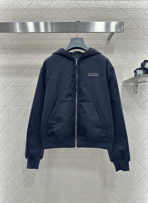 Prada Customizable Windproof Nylon Hooded Down - Filled Cotton Jacket with Logo