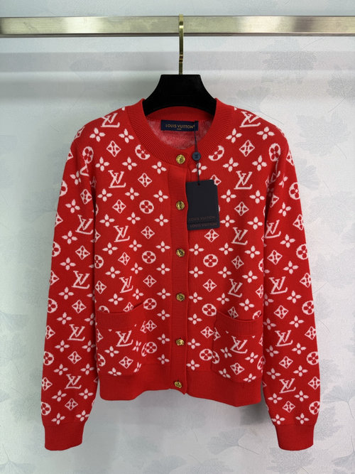 Louis Vuitton Round Neck Intarsia Cardigan with Contrasting Trim, Timeless and Chic Option