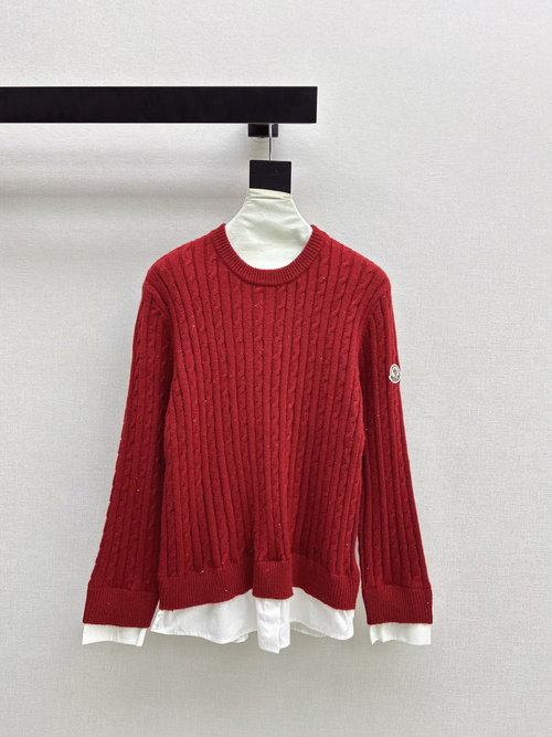 Moncler Exclusive Mosaic Knit Fake Two-Piece Sweater