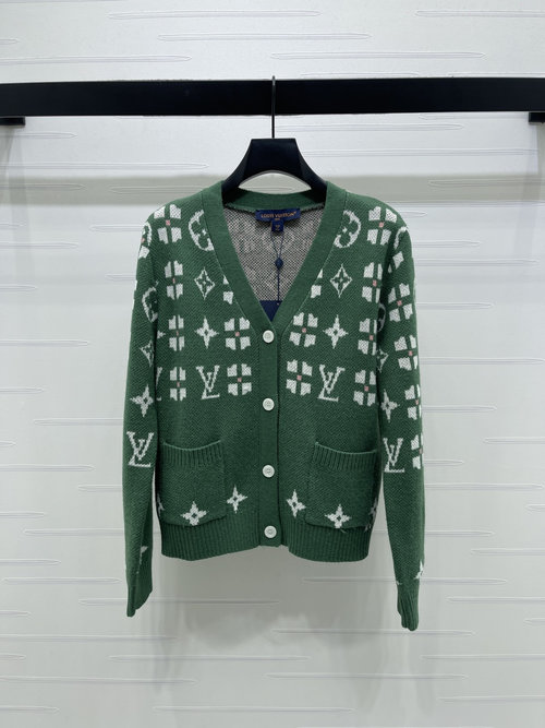 Louis Vuitton Double Pocket Jacquard V-Neck Cardigan, Spring