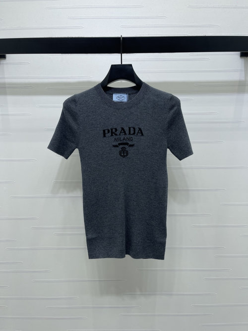 Prada Latest Custom Wool Knit Short Sleeve with Logo