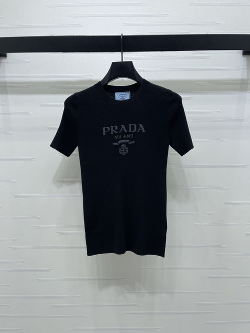 Prada Latest Custom Wool Knit Short Sleeve with Logo