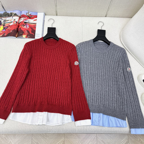 Moncler Chic Color Block Knit Mock Two-piece Sweater for Casual Occasions