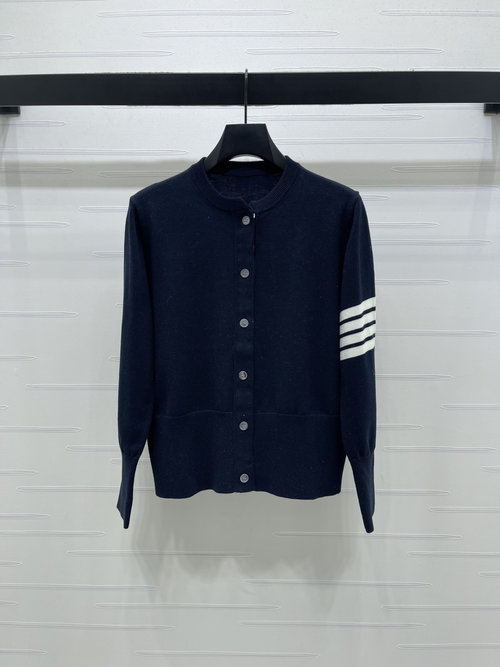 Thom Browne Premium Knitted Cardigan with Horse Embroidery, Soft and Comfortable