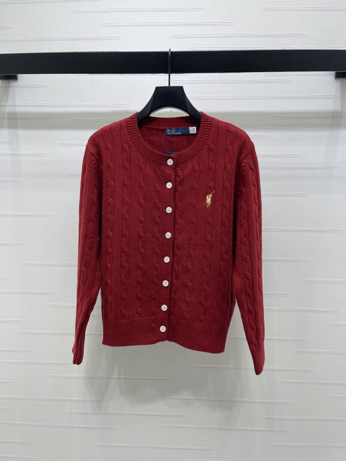 Polo Ralph Lauren Premium Knit Cardigan with Horse Logo Embroidery, Spring Fashion
