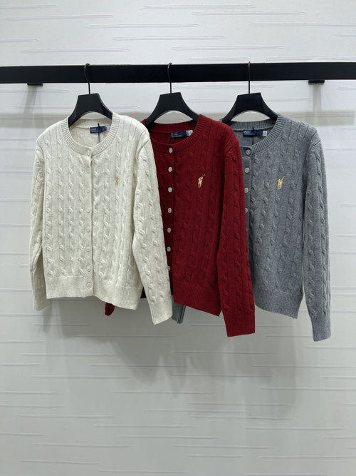 Polo Ralph Lauren Premium Knit Cardigan with Horse Logo Embroidery, Spring Fashion