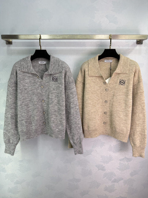 Loewe Soft Knit Top with Logo Embroidery and Button Design