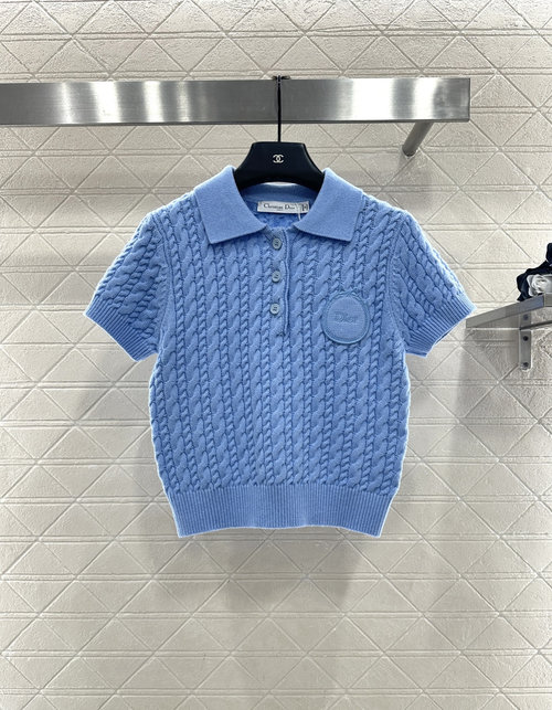 Dior Custom Knitted Short Sleeve with Twisted Pattern and Logo