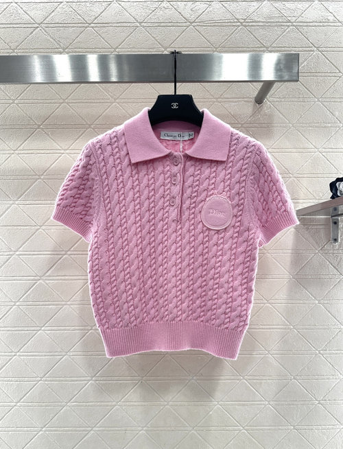 Dior Custom Knitted Short Sleeve with Twisted Pattern and Logo