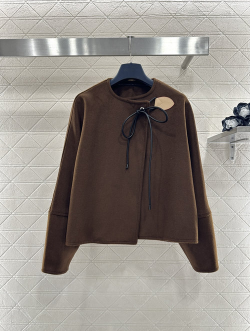 Louis Vuitton Brown Wool Jacket and Skirt Ensemble with Bow Accents