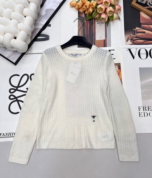 Dior Beekeeper-Inspired Honeycomb Cutout Knitted Top, Lightweight and Elegant