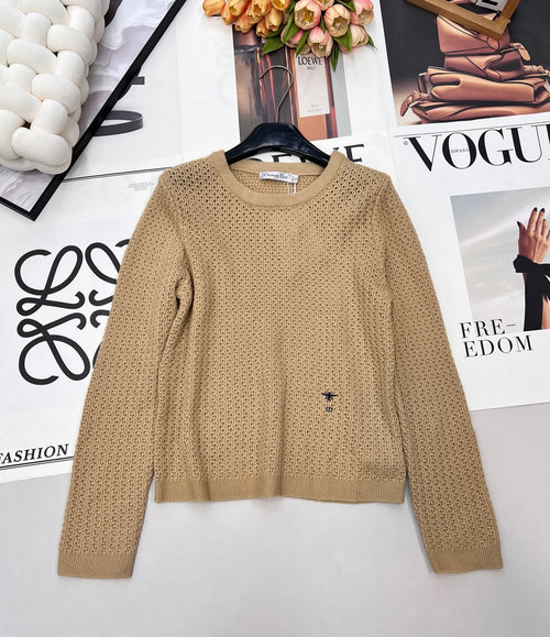 Dior Beekeeper-Inspired Honeycomb Cutout Knitted Top, Lightweight and Elegant