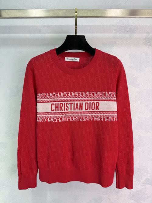 Dior Logo Intarsia Knit Round Neck Top, Effortlessly Elegant for Any Event