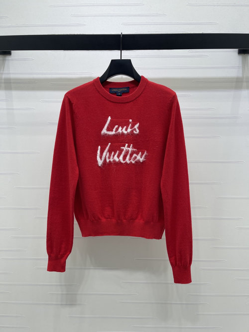 Louis Vuitton High - quality Marabou Embroidery Letter Knit Sweater, Spring Edition