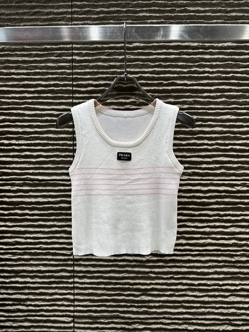 Prada Striped Round - Neck Knitted Vest