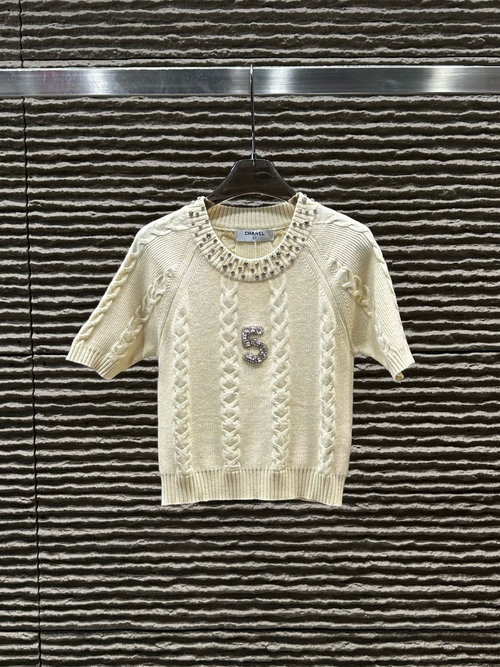 Dior Collar Studded Elegant Short - Sleeve