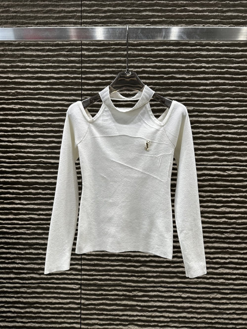 Yves Saint Laurent Elegant Off - Shoulder Knitted Undershirt