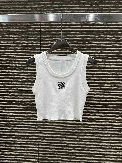 Loewe Versatile Curved Pearl Knitted Cropped Vest