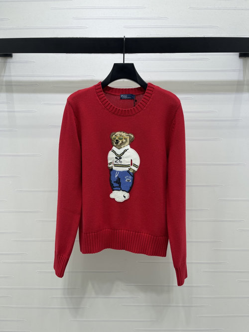 Polo Ralph Lauren Celebratory Wool Blend Sweater Adorned with Bear Motif