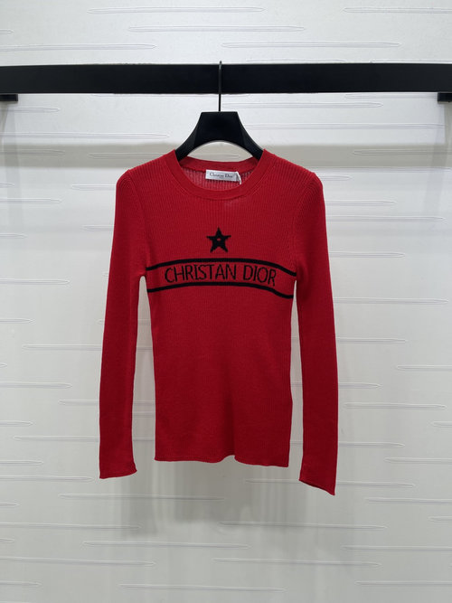 Dior Fitted Knit Crew Neck Tank Top with Contrasting Logo