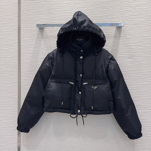 Prada Warm Cotton Coat with Classic Logo