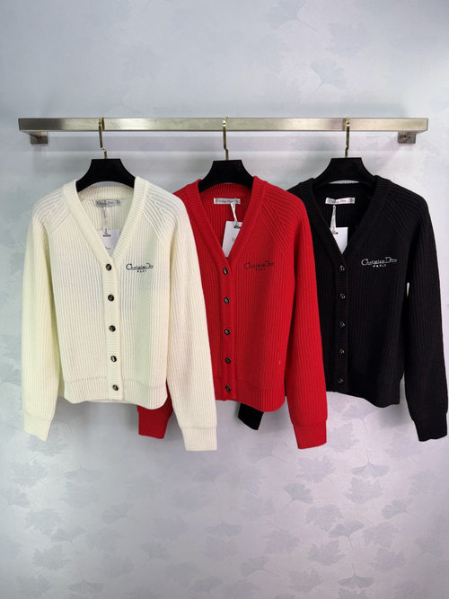 Dior High-Quality and Comfortable Fit V-Neck Knit Sweater with Star Logo