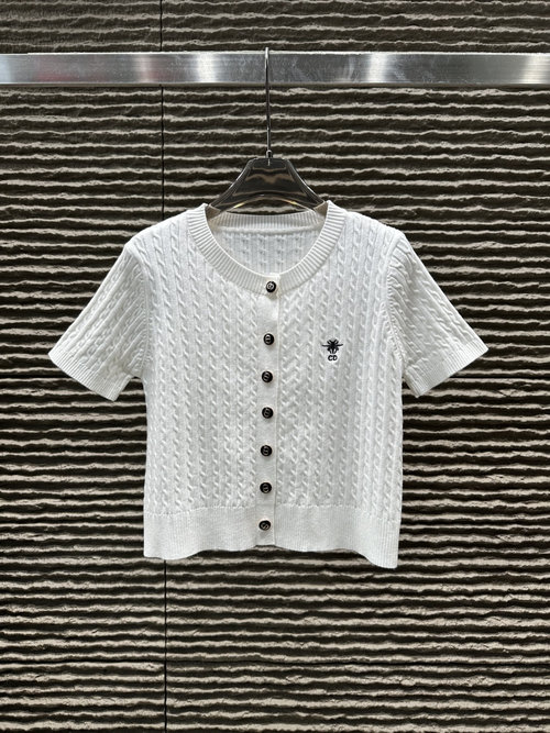 Dior New Embroidered Bee Knitted Short Cardigan