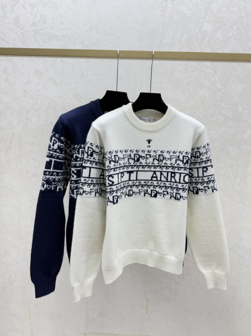 Dior Autumn Knit Long Sleeve with Color-Blocked Letters