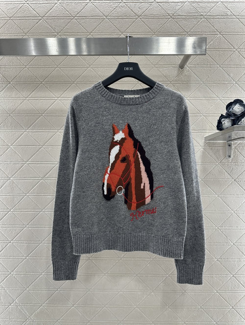 Hermes New Year Celebration - Horsehead Jacquard Soft Wool Long-Sleeve