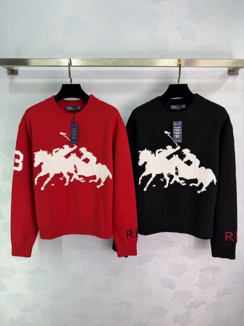 Polo Ralph Lauren Wool Blend Sweater with War Horse Jacquard, Stylish and Adaptable