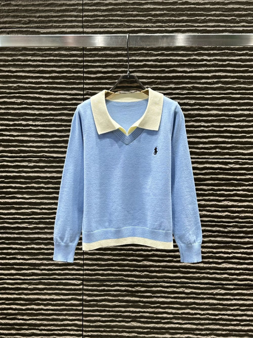 Polo Ralph Lauren New Arrival: Knitted Long-Sleeve with Pony Collar and Color-Blocking