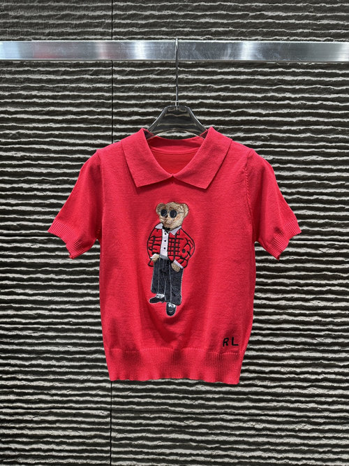 Polo Ralph Lauren New Arrival: Ralph Lauren Embroidery Cartoon Collared Knit Short-Sleeve