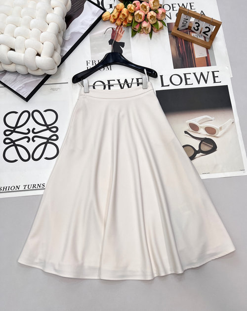 Dior Minimalist Mid-Length Skirt with Irregular Hem in Premium Fabric