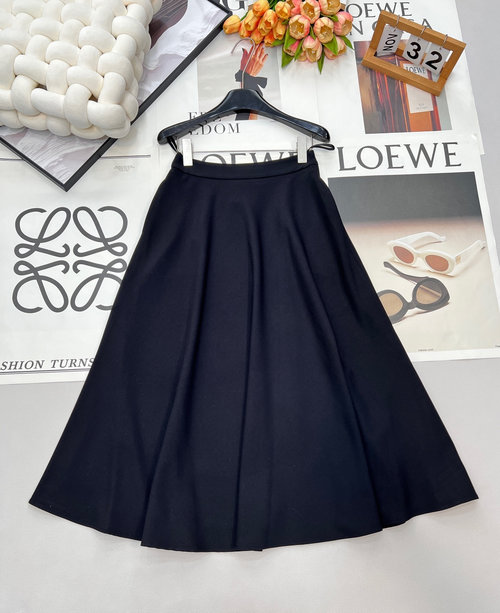 Dior Minimalist Mid-Length Skirt with Irregular Hem in Premium Fabric