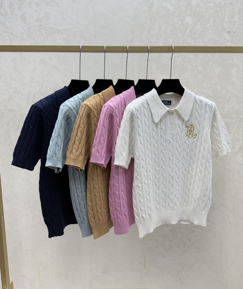 Polo Ralph Lauren Pure Color Simple Collar Knitted Short Sleeve with Packaging