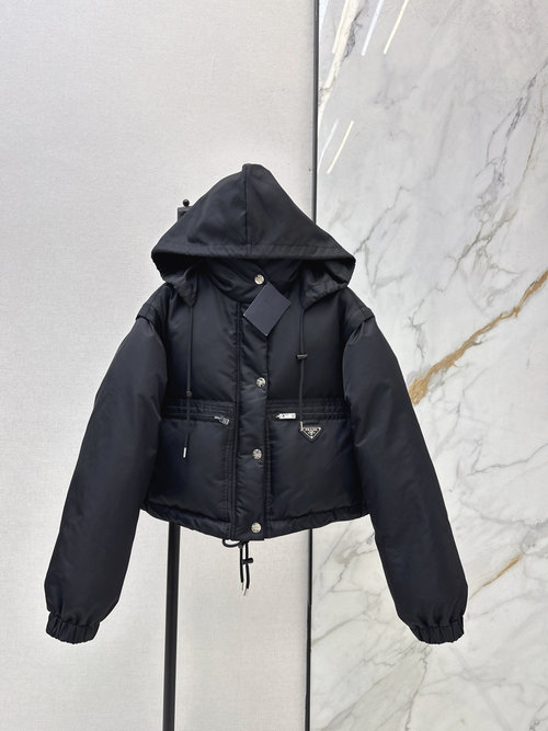 Prada Detachable Two-way Short Cotton Jacket in Waterproof Nylon Material