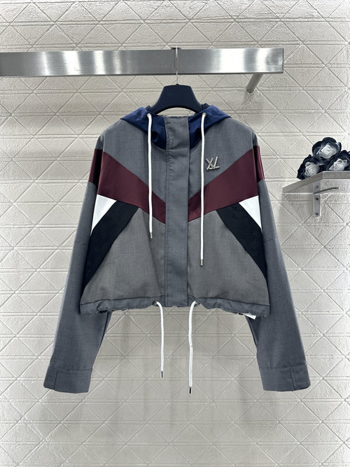 Louis Vuitton Stylish Zip-up Hooded Coat and Wide-leg Trousers Set