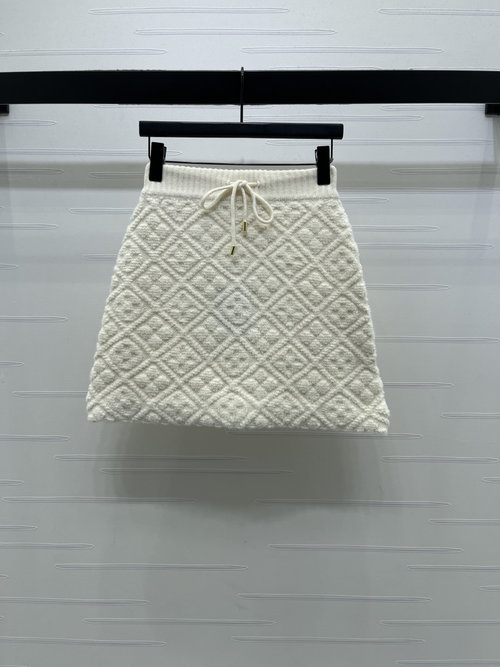 Louis Vuitton High-end Jacquard Knit Skirt with Four-leaf Clover Patterns