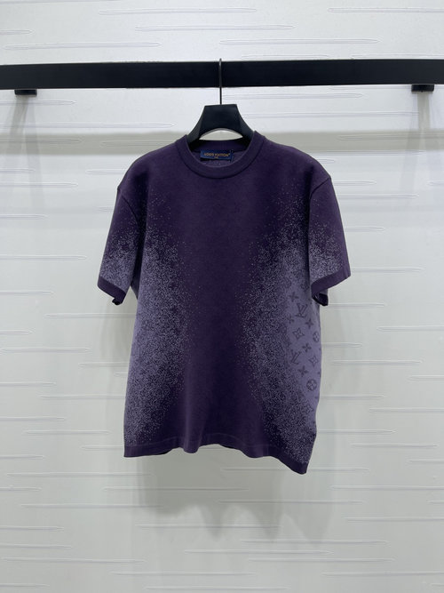 Louis Vuitton Gradient Color Round Neck Knit Short-Sleeve, Elegant and Warm