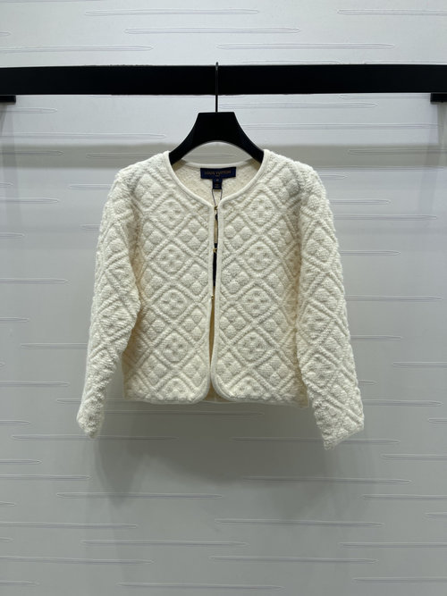 Louis Vuitton Round - Neck Jacquard Knit Cardigan with Four - Leaf Clover from New Series