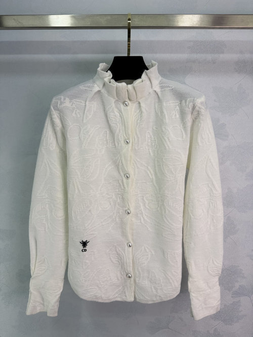 Dior Elegant Jacquard Shirt with Pearl Buttons and CD Logo