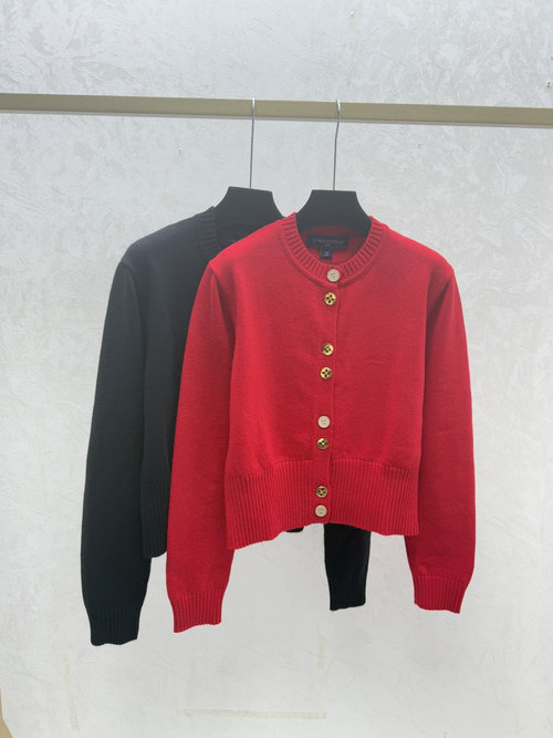 Louis Vuitton Solid-Color Round-Neck Knit Cardigan