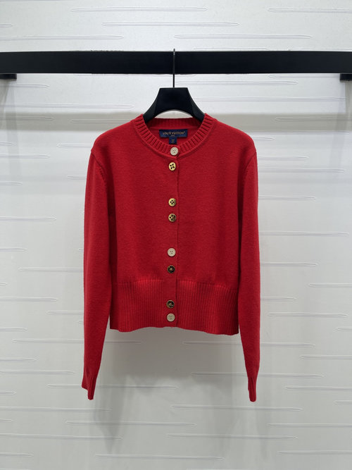 Louis Vuitton High-end Knit Cardigan with Red-Black Color
