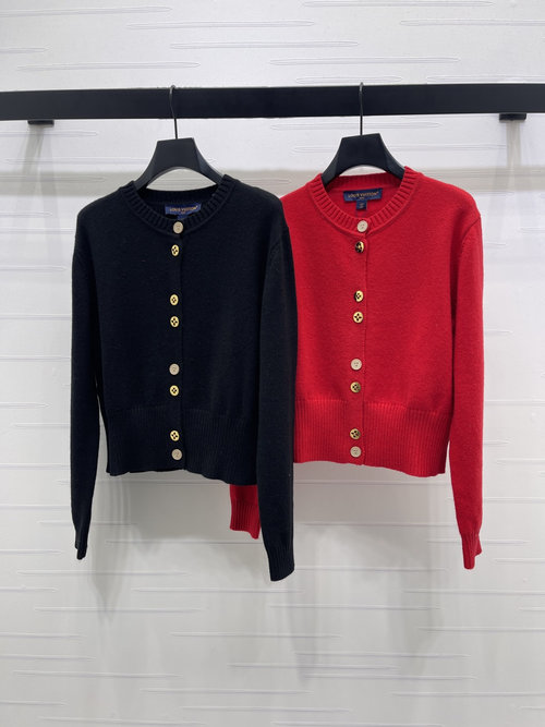 Louis Vuitton High-end Knit Cardigan with Red-Black Color