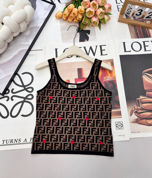 Dior Heart Embroidery Knitted Vest with Classic Print