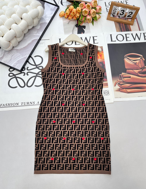 Fendi Love-Embroidered Logo Print Vest Dress