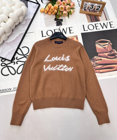 Louis Vuitton Limited Edition Red Knit Sweater with White Graffiti for Festivity
