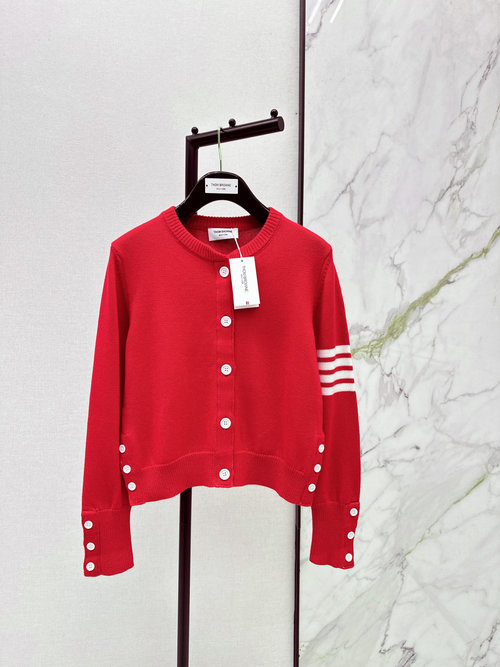 Thom Browne Dog Embroidered Short Wool Cardigan, Elegant Style